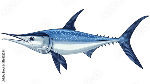 Blue Marlin Fish Vector Illustration for Graphic Design Projects