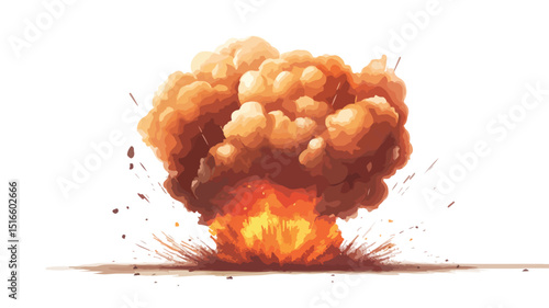 Dramatic Bomb Explosion with Smoke Isolated Vector Illustration for Graphic Design