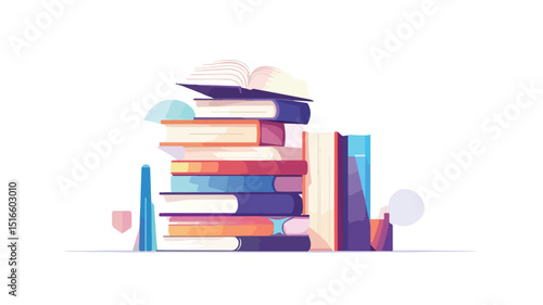 Stack of Colorful Books Vector Illustration Concept