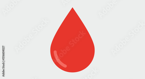 A single red teardrop graphic on a pale background features a semiopaque bright reflection