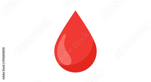 A stylized bright red blood drop with gradient highlights