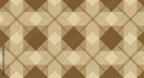 Beige and brown plaid with rough edges in a diamond pattern