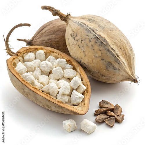Baobab fruit on white background