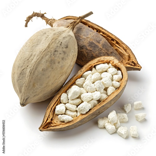 Baobab fruit on white background