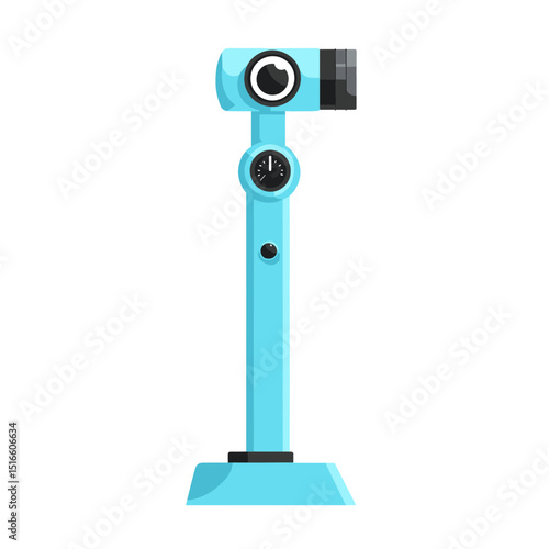 Illustration of a Blue Ophthalmic Refractor for Eye Examination with White Background in Clinic
