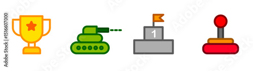 gaming war, tank competition icon colorful vector illustration