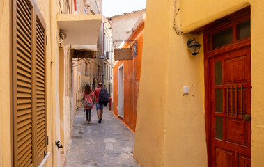 Keuken achterwand Smal steegje Kasseien straatje in oud Chania  © Rawf8