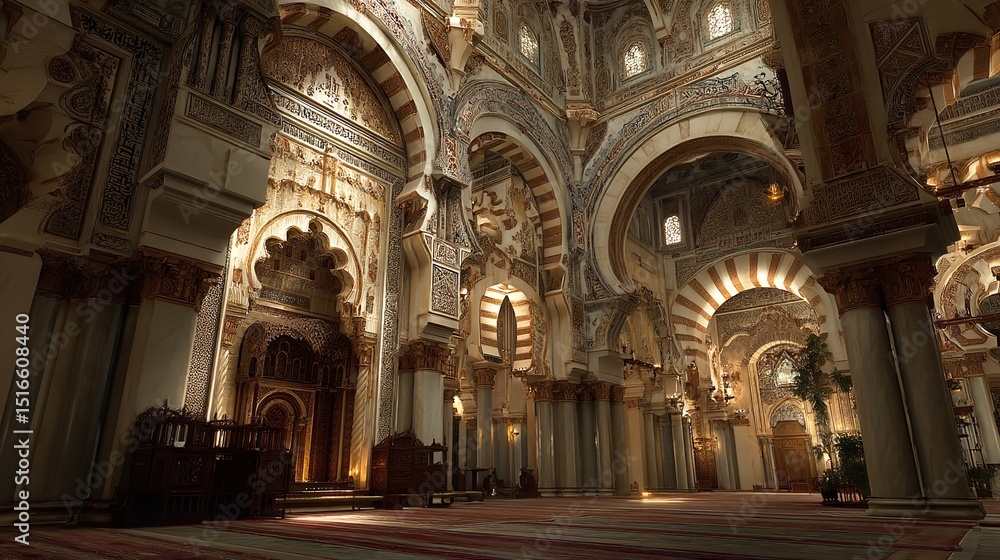 Obraz premium C rdoba Mosque Cathedral Interior Moorish Architecture Islamic Art Arches Columns and History
