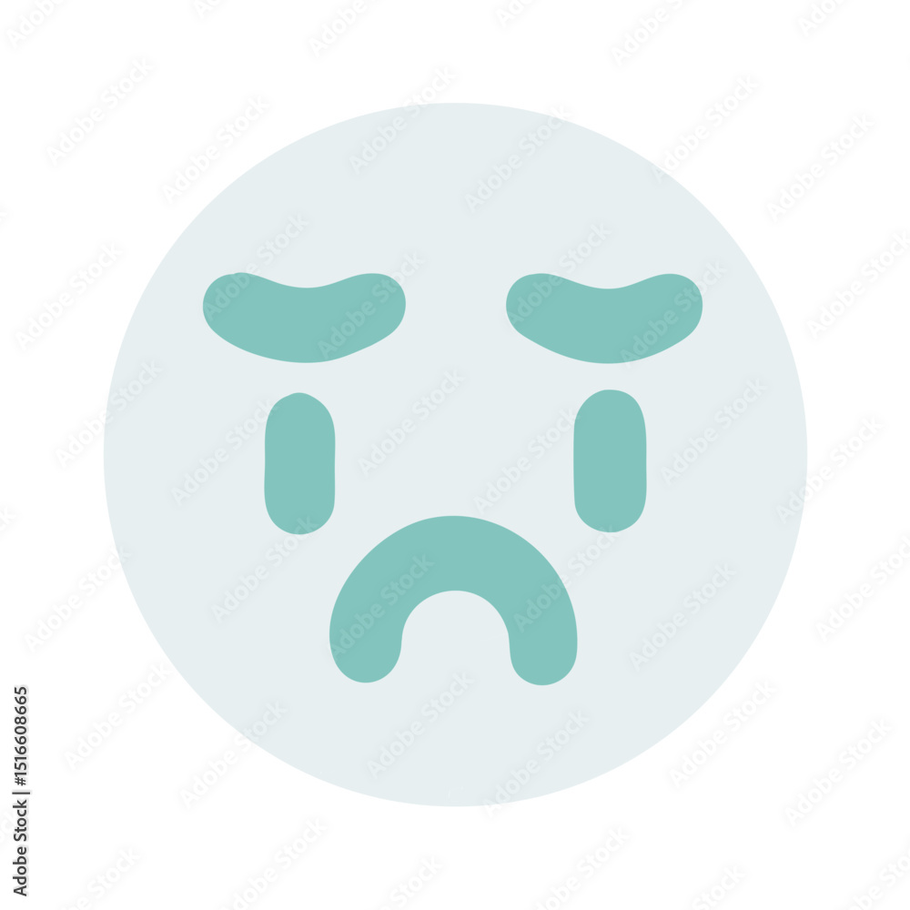 Sad face emoji icon in pastel green circle Sad face emoji icon in pastel green circle
