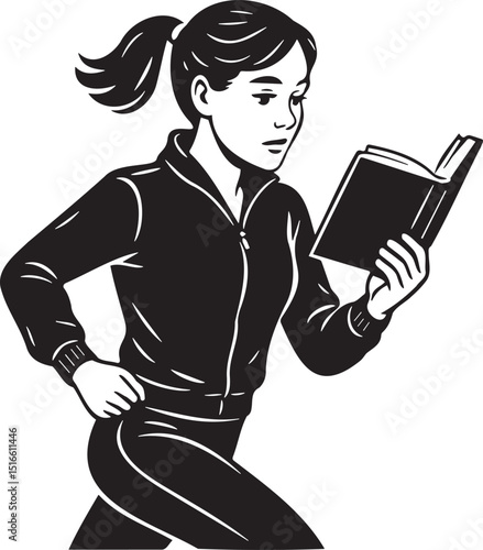 running girl with book