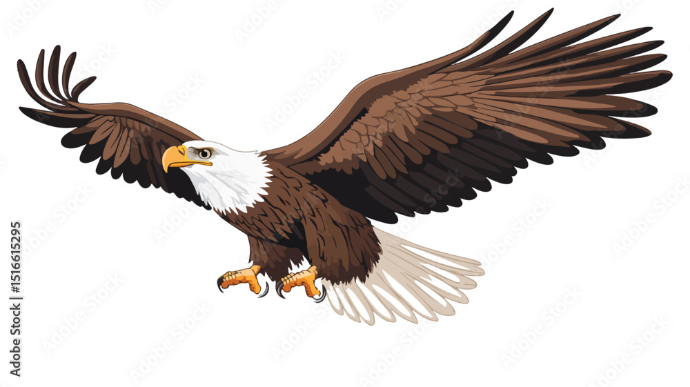 Obraz premium Majestic Cartoon Eagle Flying Vector Illustration for Design Projects