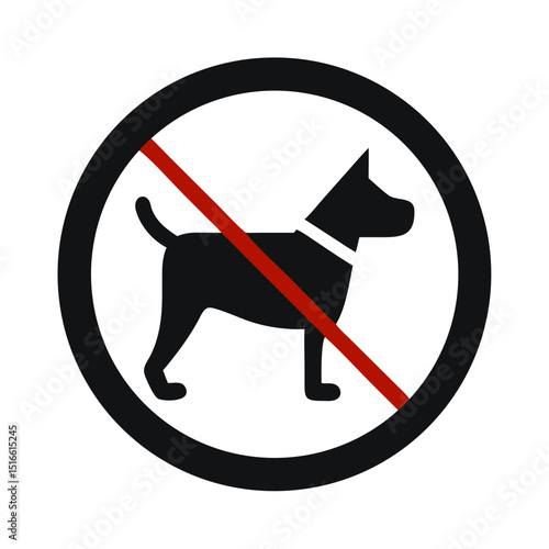 No Dog Icon in Black Circle with Red Slash