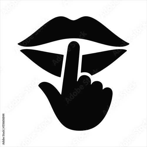Silence Gesture Icon. Finger on Lips Vector Illustration for Quiet Symbol.