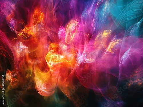 Multidimensional energy patterns blending light in a captivating visual symphony