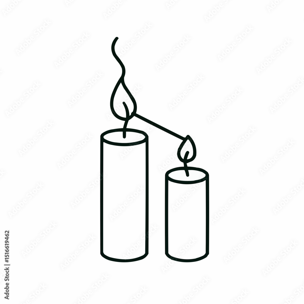 Obraz premium Outlined candle lighting another — emotional influence and care.