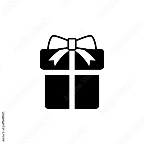 Gift Box with Ribbon Tied Top Icon.