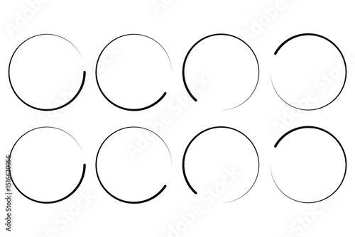 Circular gradient arc loading spinner icon vector illustration set for modern interface buffer symbol animation minimal pre loader user design loop.
