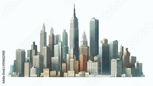 Urban Downtown Landscape with Modern Skyscrapers in Megapolis Business Center