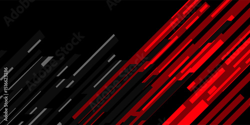 Modern Abstract geometric red and black color Background. Motion, sport, lines. Poster, wallpaper, Landing page. Vector Illustration