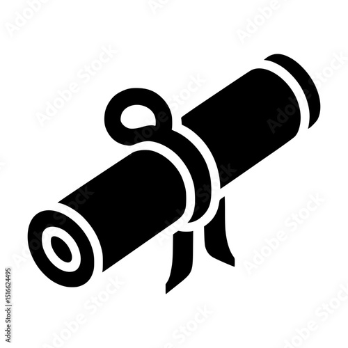 A minimalist illustration of a rolled-up scroll tied with a ribbon. The black and white design suggests formality and importance