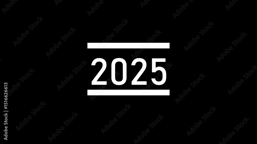 Glowing 2025 year. on a black background. 4k illustration. Glowing 2025 year. on a black background. 4k illustration.