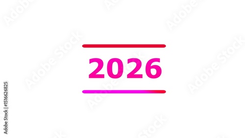 Glowing 2026 year. on a whit background. 4k illustration.	