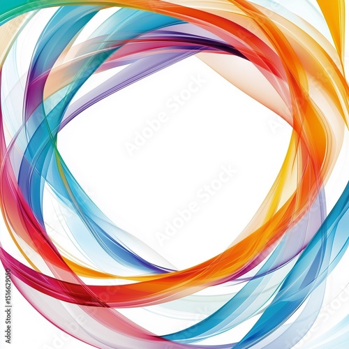Transparent Spiral Art with Flowing Color Ribbons
