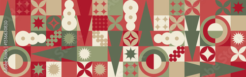 Geometric seamless pattern with winter blue patterns, Christmas trees in Scandinavian style. New Year's fashionable color pattern for textiles and wallpaper, gift design trend.