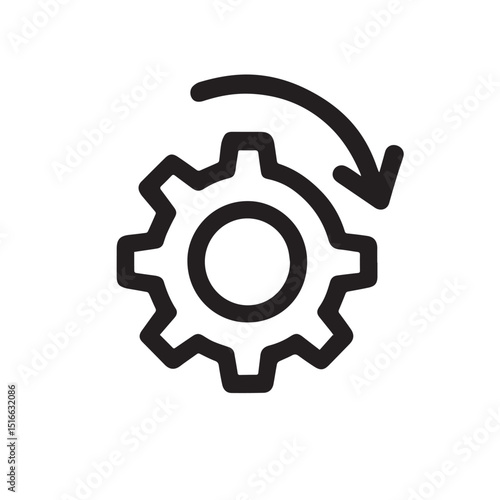 Gear Mechanism: The image captures a gear mechanism, represented by a graphic of a gear with an arrow pointing towards it. The image captures the essence of industry, technology.
