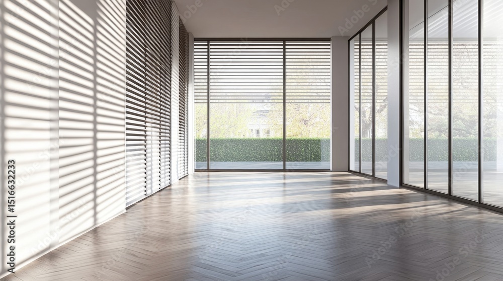 Obraz premium Sunlit Modern Office Space with Wood Flooring.