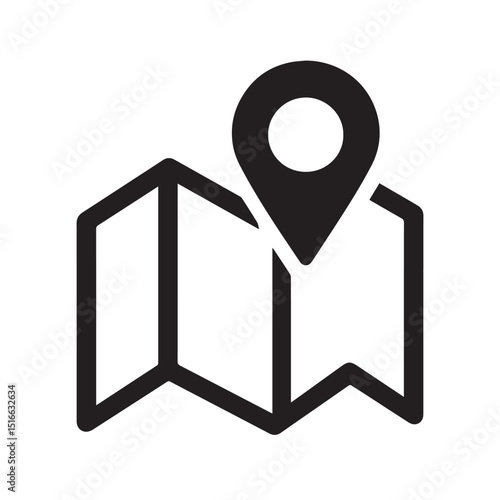 Navigating Discovery: A minimalist illustration depicts a detailed map, its folds and creases carefully rendered, and a single, prominent location pin denoting a specific destination.