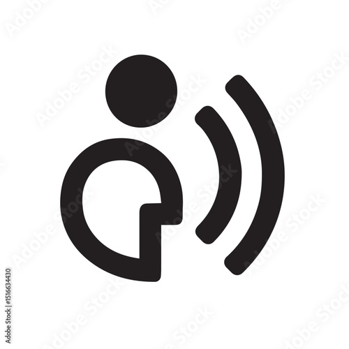 Speech Icon: A clean, minimalist graphic design showcasing a person speaking, emphasizing clarity and effective communication.