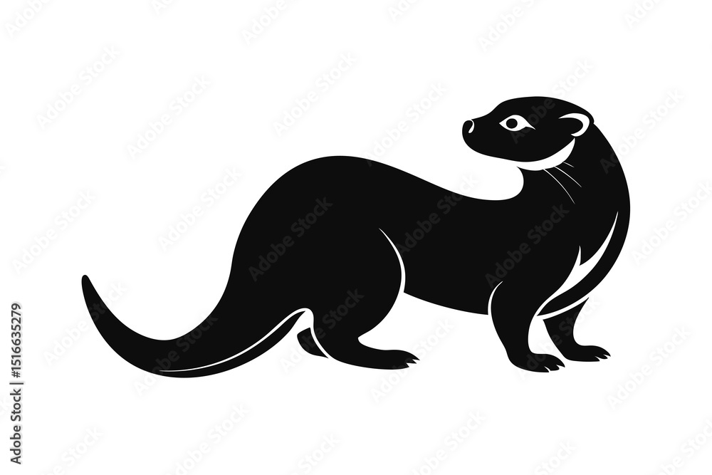 Fototapeta premium Black and white Mink symbol, perfect for tattoos, vectors, logos, isolated on a white background.