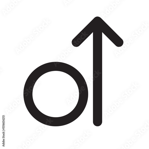 Abstract up arrow icon: A bold graphic element, simple circular design with a upward direction arrow, conveying direction, growth, and progress in a modern, streamlined way.