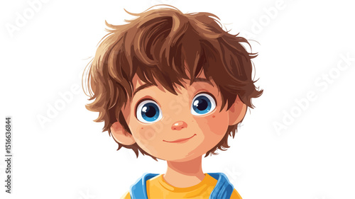 Adorable Young Boy Character in Detailed Vector Illustration