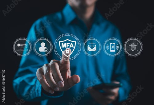 Foto MFA, Multi-Factor Authentication Security Concept