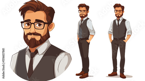 Handsome Professional Man Character Vector Illustration