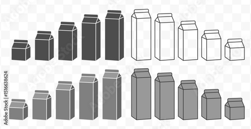 Carton packaging icon symbol. Packaging for liquid, Kefir, milk, juice. Nutrition Package empty Logo, sign. Vector illustration image. Isolated on white background.