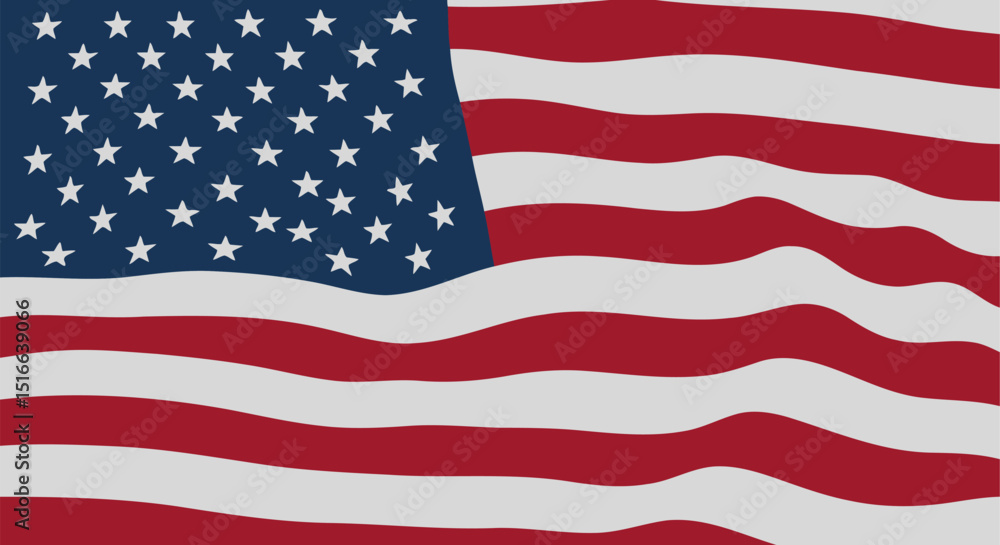 Fototapeta premium Waving American Flag Illustration Representing Patriotism and National Pride