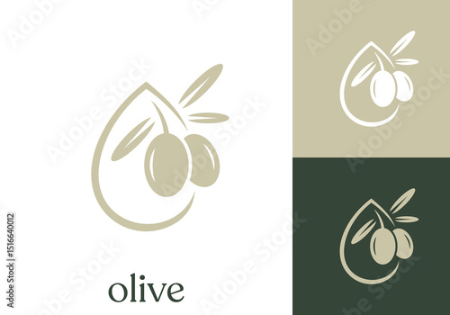 nature herbal olive beauty logo design vector