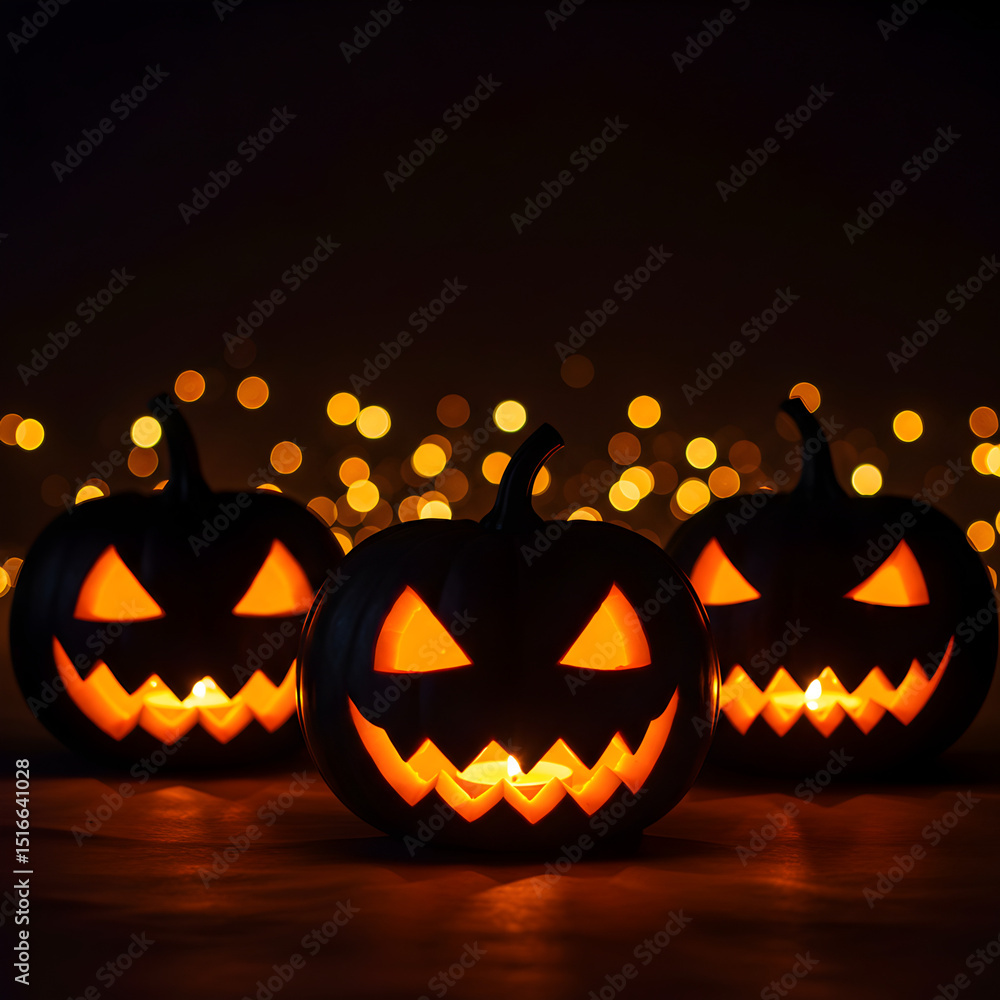 Glowing Jack-o'-lanterns: A Spooky Halloween Scene Glowing Jack-o'-lanterns: A Spooky Halloween Scene