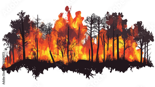Burning Forest Isolated Vector Image Concept for Projects and Designs