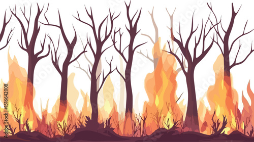 Dramatic Burning Forest Poster Concept Vector Illustration
