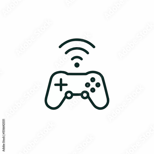 Outlined controller with Wi-Fi signal — online multiplayer.