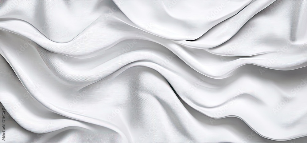 Naklejka premium Elegant White Satin Fabric with Soft Waves and Texture.