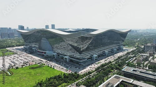 Global center chengdu view of the massive structure and parking lots