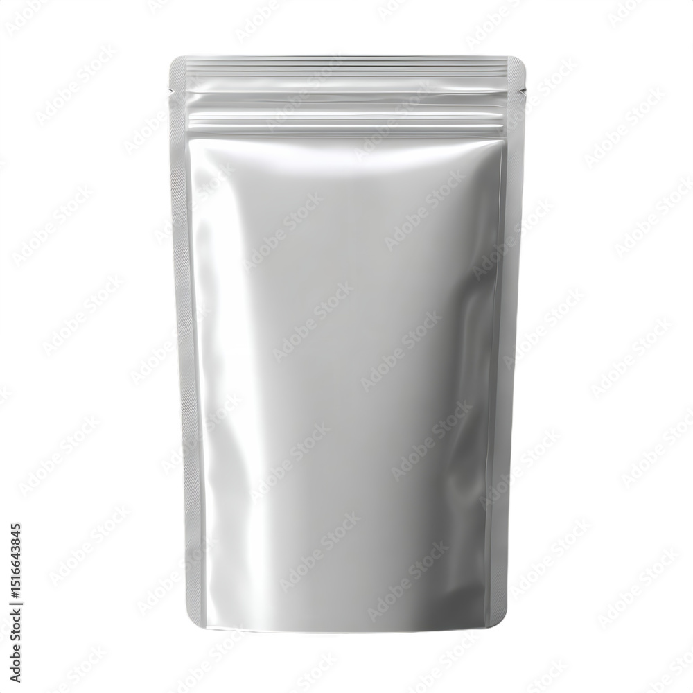 Silver foil pouch packaging mockup design template blank product package Silver foil pouch packaging mockup design template blank product package