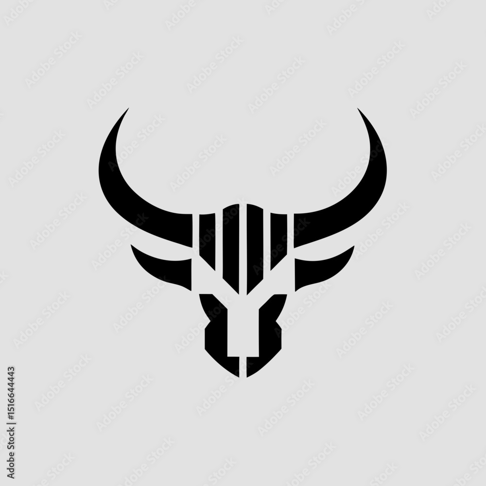 Bull logo with dynamic stock chart vector illustration Bull logo with dynamic stock chart vector illustration