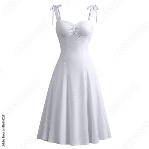 Elegant white dress with bow straps A-line fit summer style