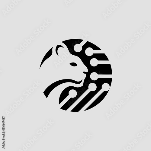 Cheetah with circuit board pattern vector illustration